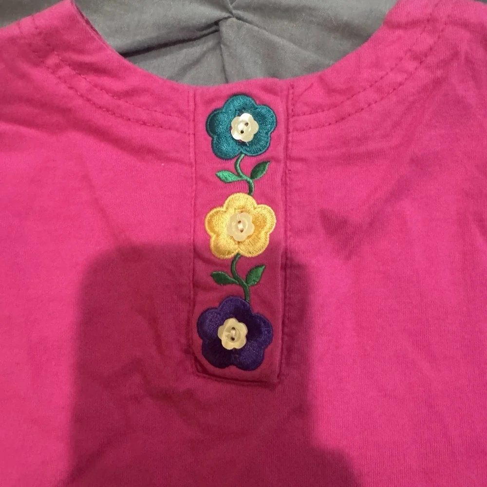 Vintage‎ Y2K McKids Blouse Kids 5 Pink Floral Embroidered SS Girls Top